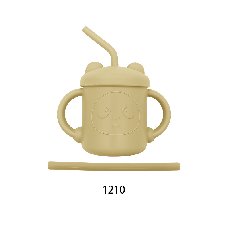 Wholesale Teddy Bear Silicone Sippy Cups for Children with Straws Baby Anti-fall Silicone Water Cups