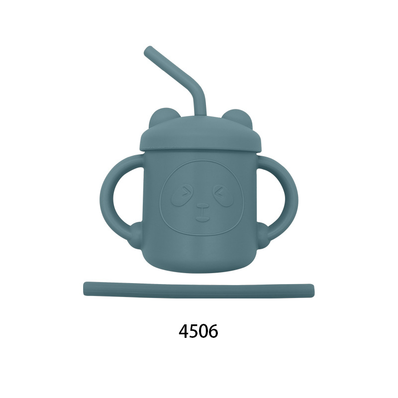 Wholesale Teddy Bear Silicone Sippy Cups for Children with Straws Baby Anti-fall Silicone Water Cups