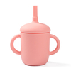 2 in 1 Silicone Baby Sippy Cup Or Training Cup with Silicone Lid Silicone Straw And Replacement Straw
