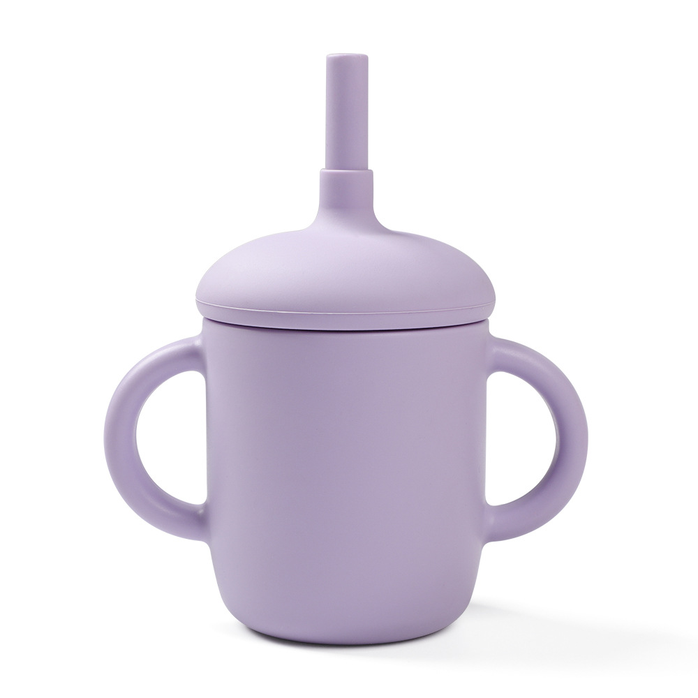 2 in 1 Silicone Baby Sippy Cup Or Training Cup with Silicone Lid Silicone Straw And Replacement Straw